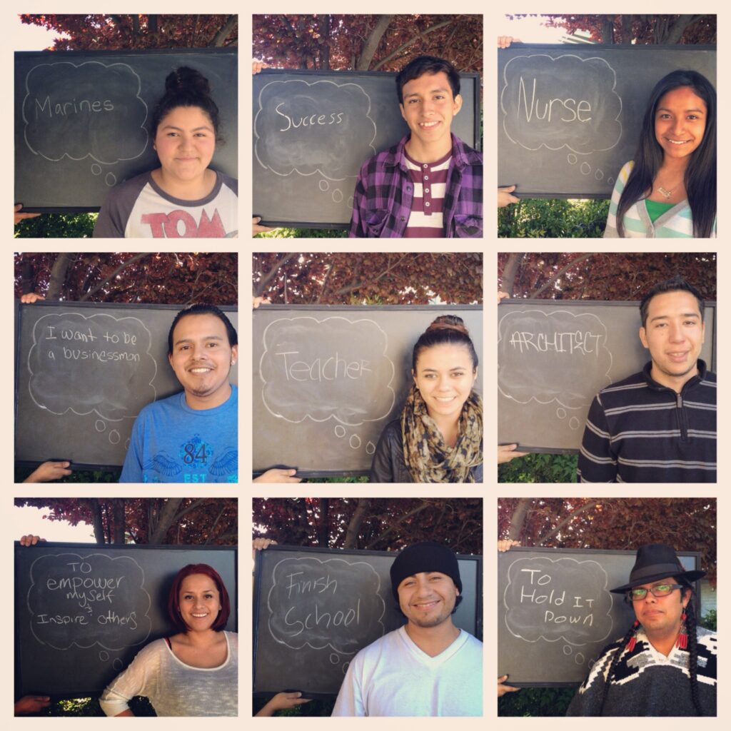 Montage of dreamers, with their written dreams.
